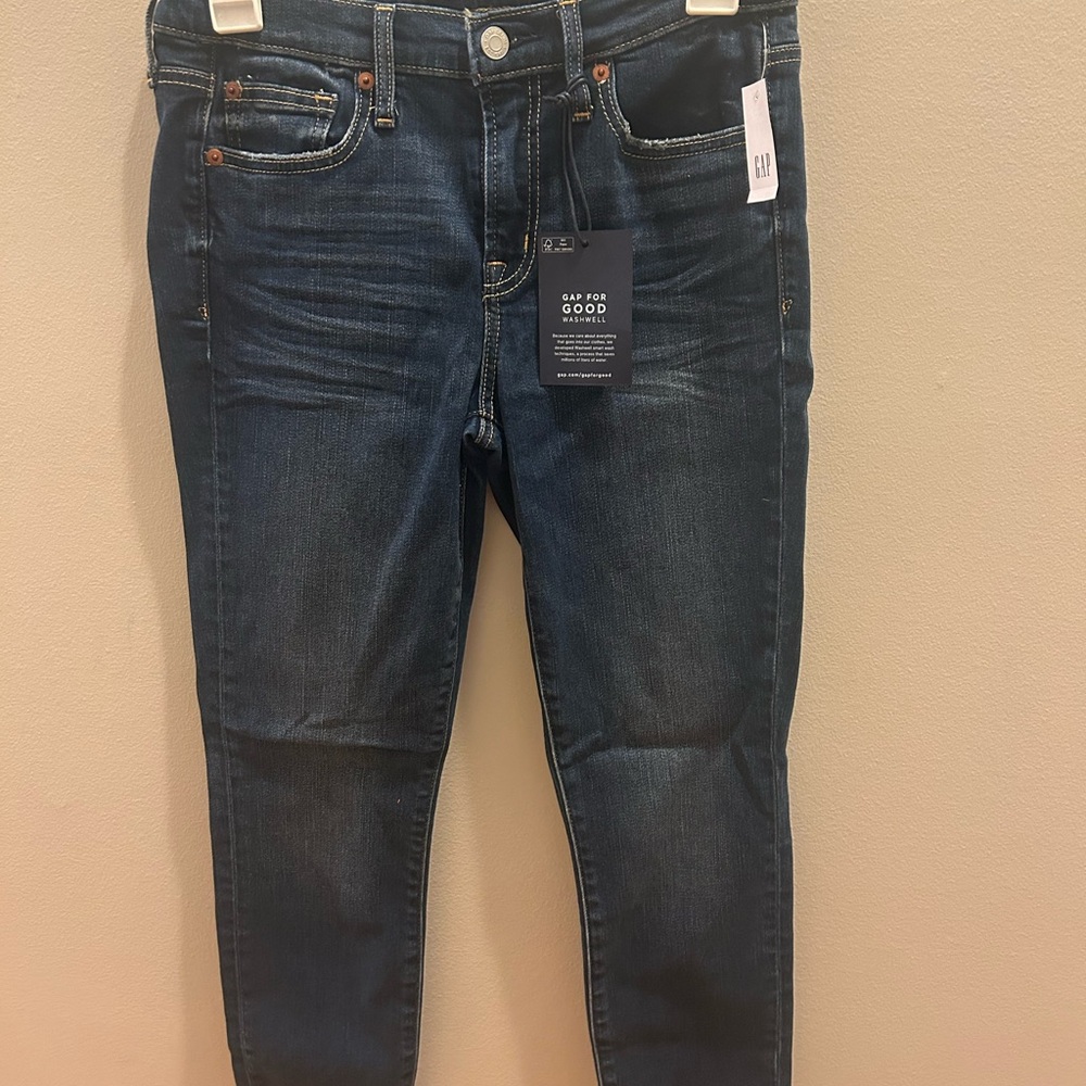 GAP Blue Skinny Jeans - Mid Rise True Skinny Ankle with stretch